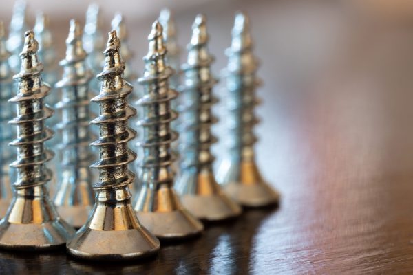 Close up of screws. Advertising photo. Selective focus